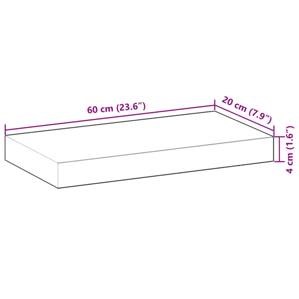 Blat de masă 60x20x4 cm dreptunghiular lemn masiv de acacia