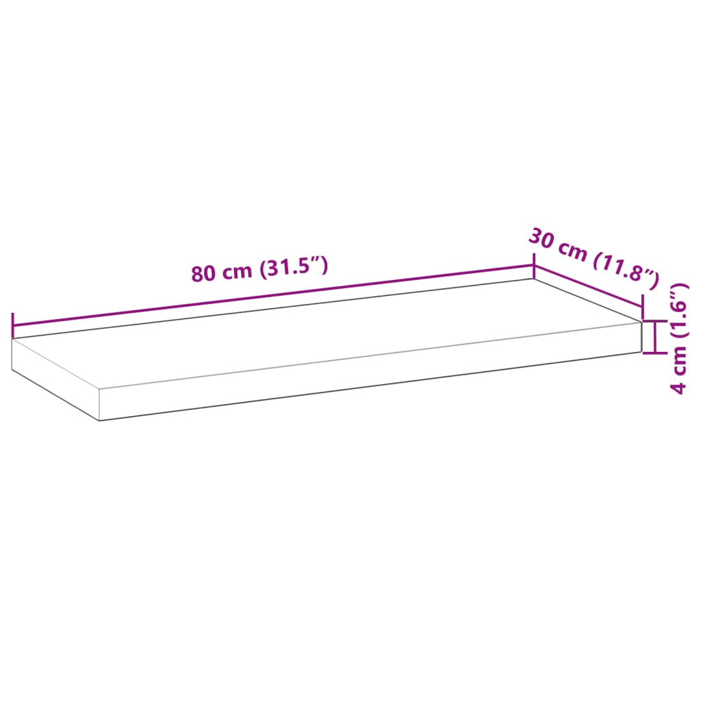 Blat de masă 80x30x4 cm dreptunghiular lemn masiv de acacia