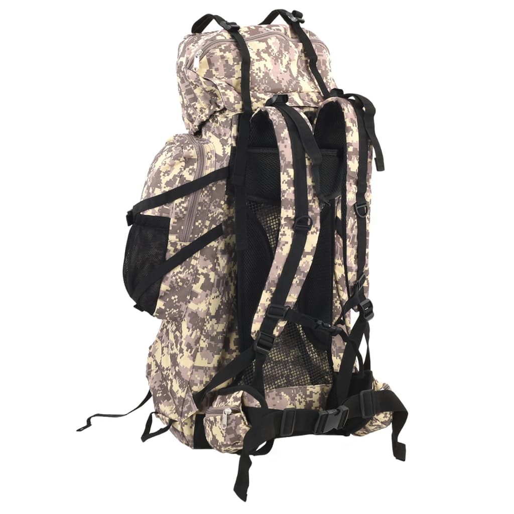 Rucsac de drumeție, camuflaj maro camel, 60 L, țesătură oxford