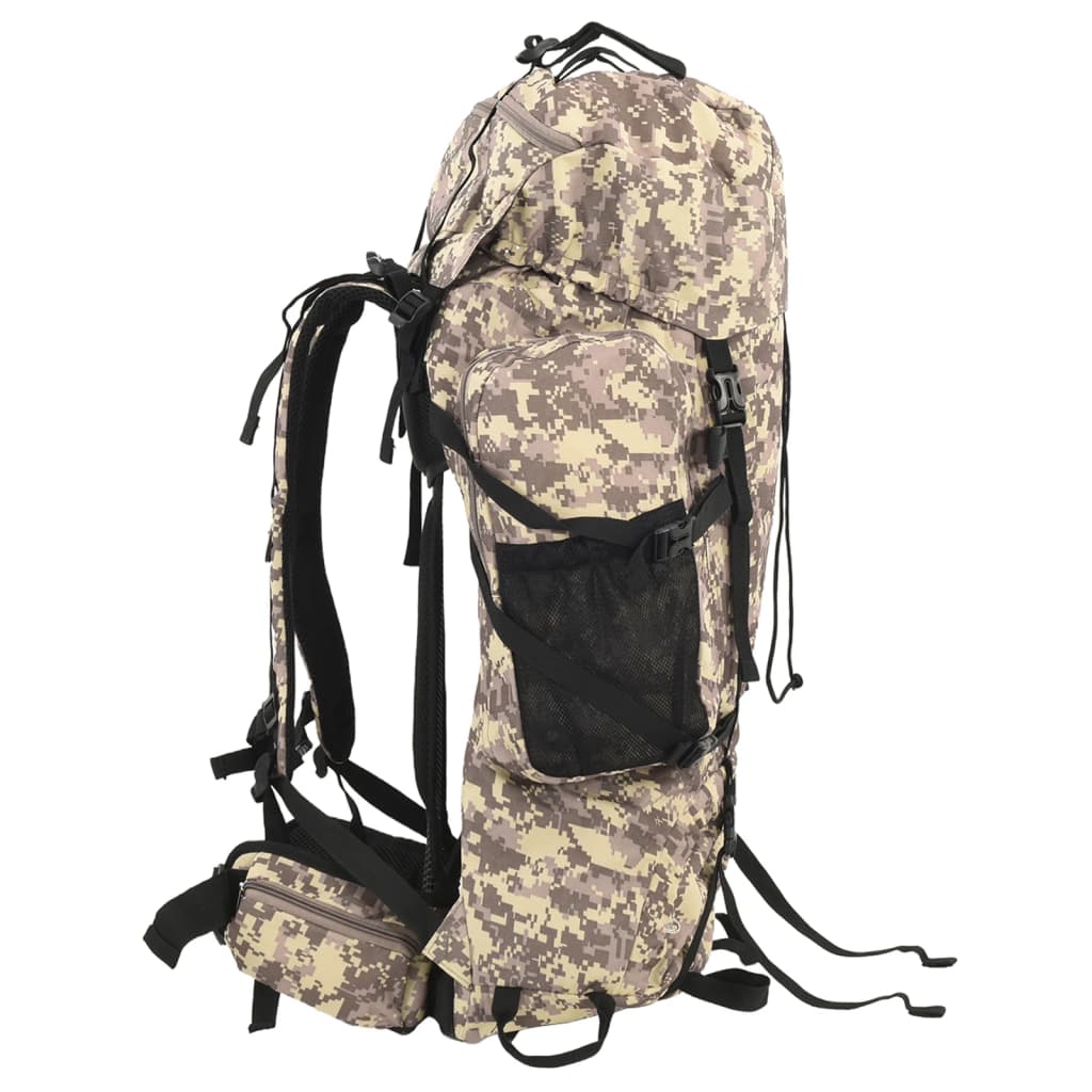 Rucsac de drumeție, camuflaj maro camel, 80 L, țesătură oxford