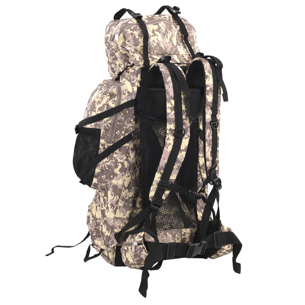 Rucsac de drumeție, camuflaj maro camel, 80 L, țesătură oxford