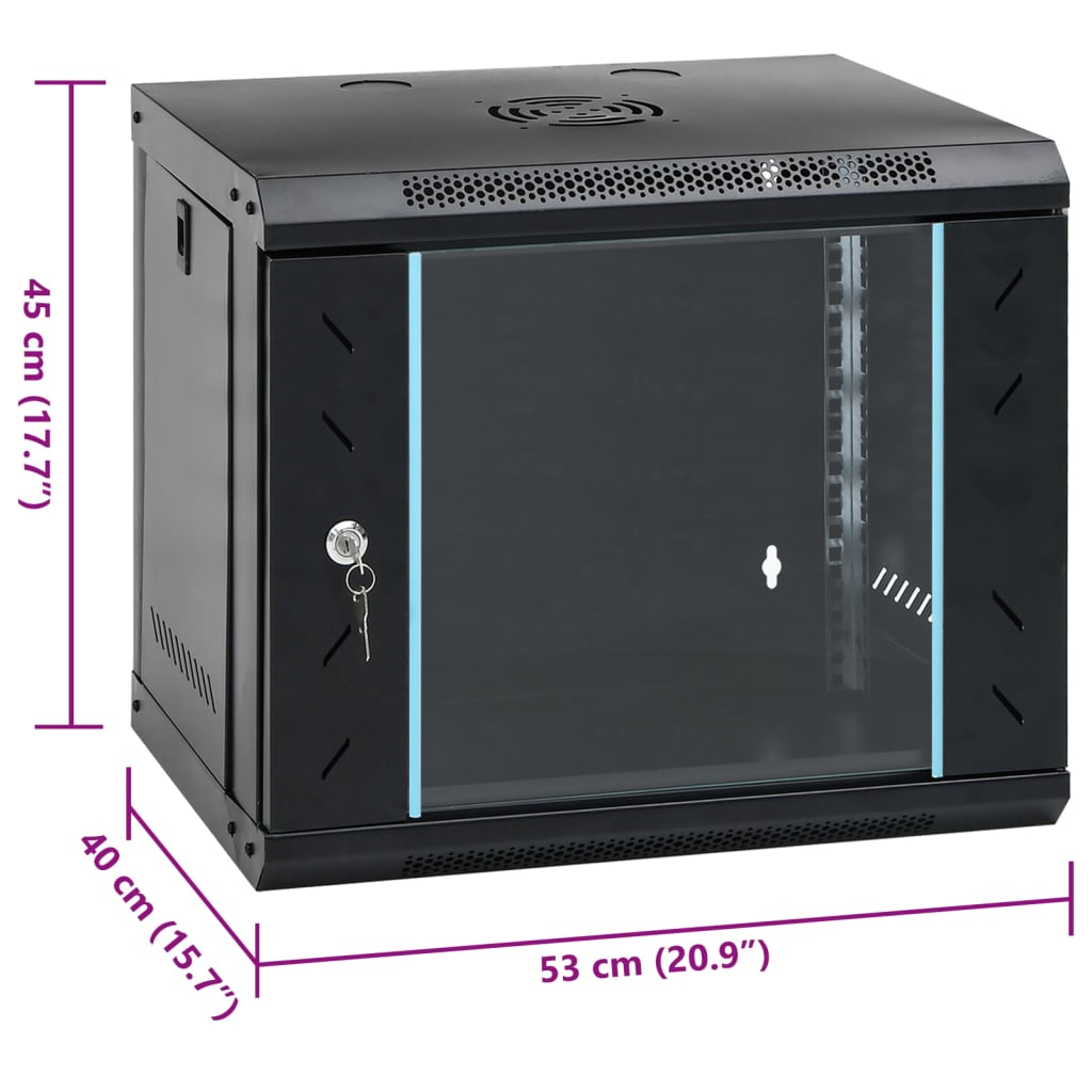 Dulap de server montat pe perete, 9U, 19" IP20, 53x40x45 cm