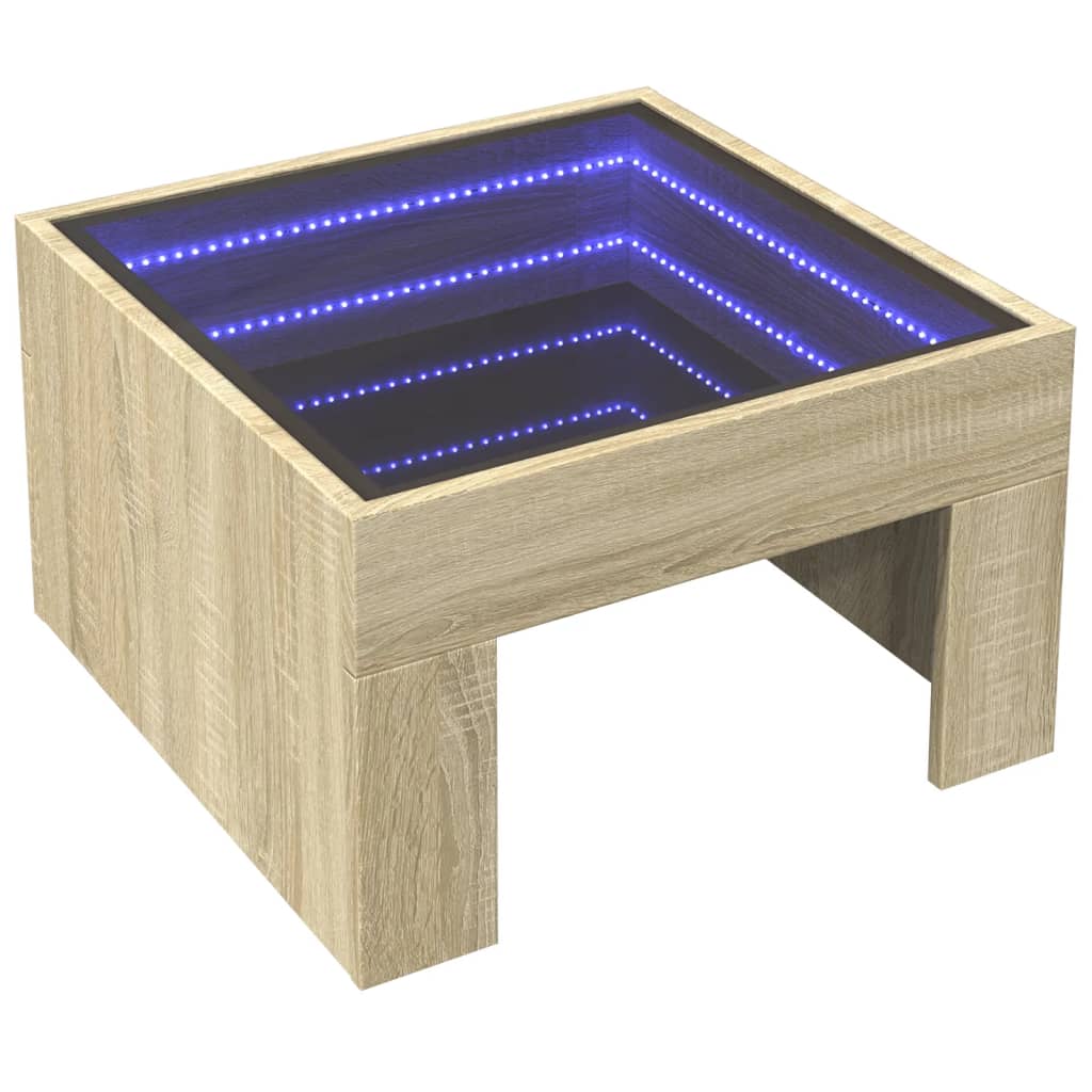 Măsuță de cafea cu LED infinity, stejar sonoma, 50x50x30 cm