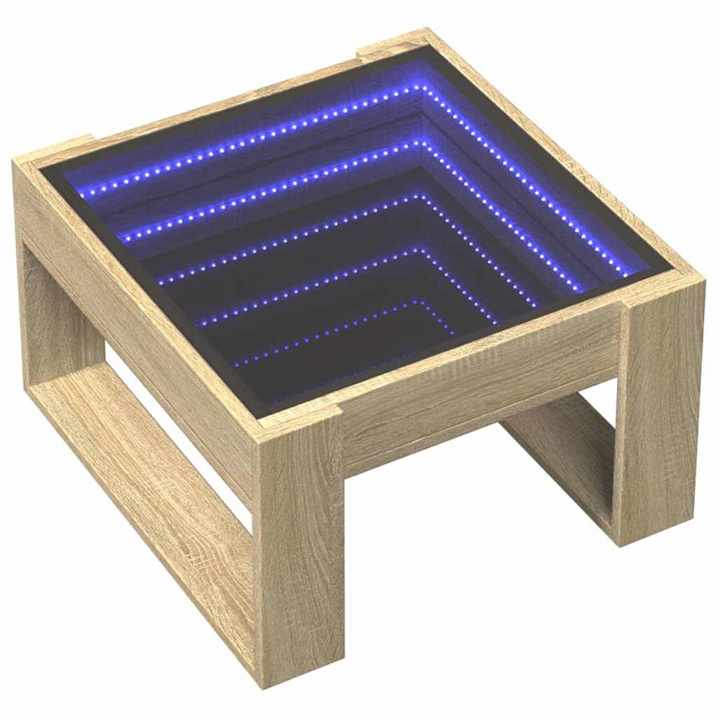 Măsuță de cafea cu LED infinity, stejar sonoma, 50x53x30 cm