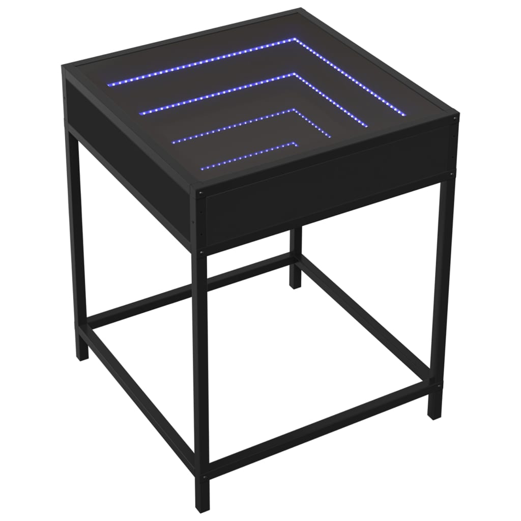 Măsuță de cafea cu LED infinity, negru, 40x40x51 cm