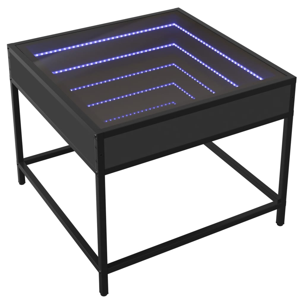 Măsuță de cafea cu LED infinity, negru, 50x50x41 cm