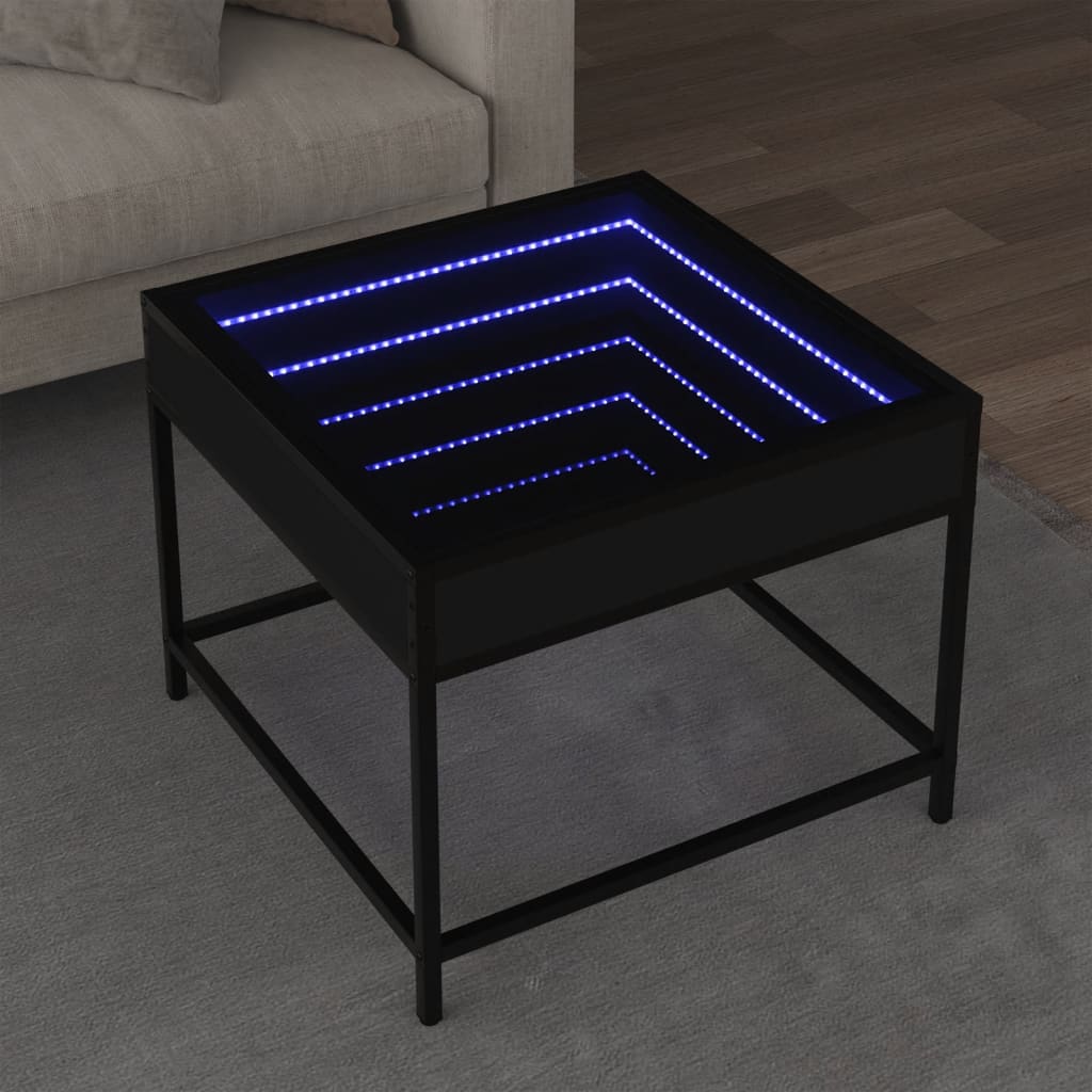 Măsuță de cafea cu LED infinity, negru, 50x50x41 cm