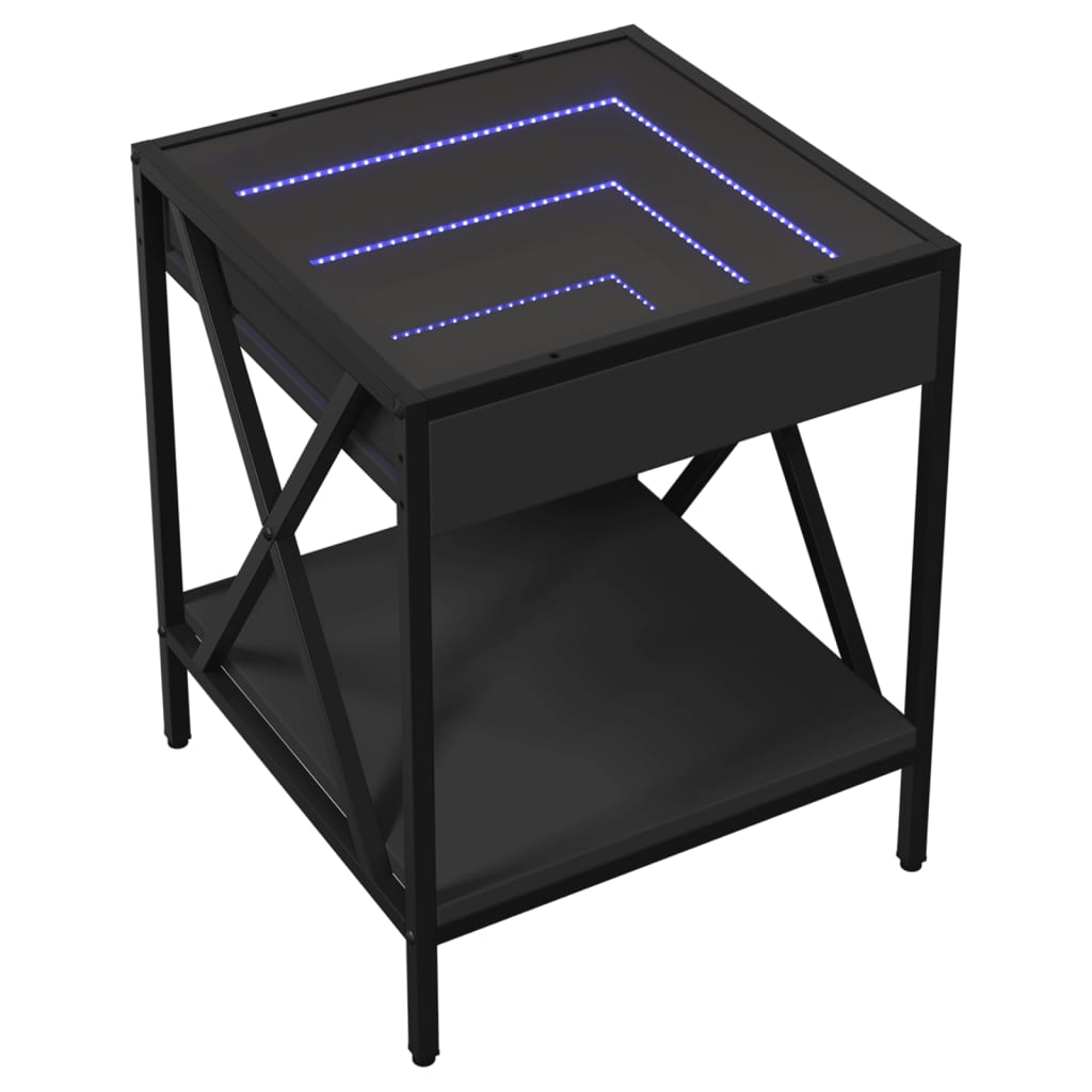 Măsuță de cafea cu LED infinity, negru, 40x40x49 cm