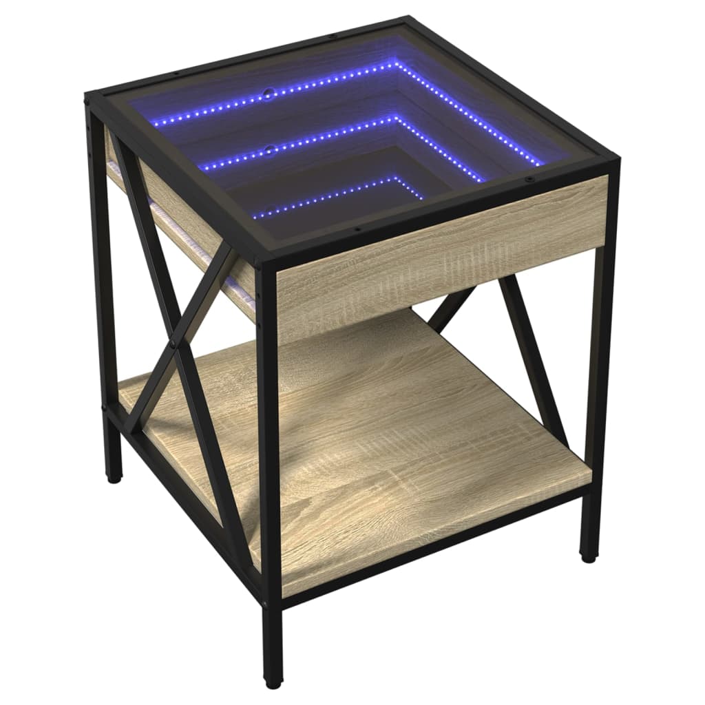 Măsuță de cafea cu LED infinity, stejar sonoma, 40x40x49 cm