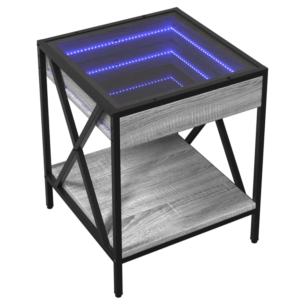 Măsuță de cafea cu LED infinity, gri sonoma, 40x40x49 cm