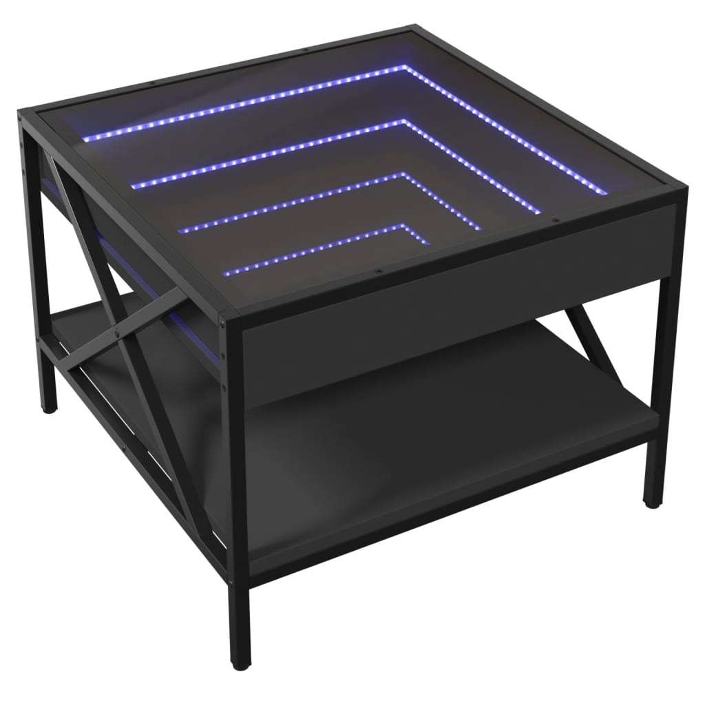 Măsuță de cafea cu LED infinity, negru, 50x50x38 cm