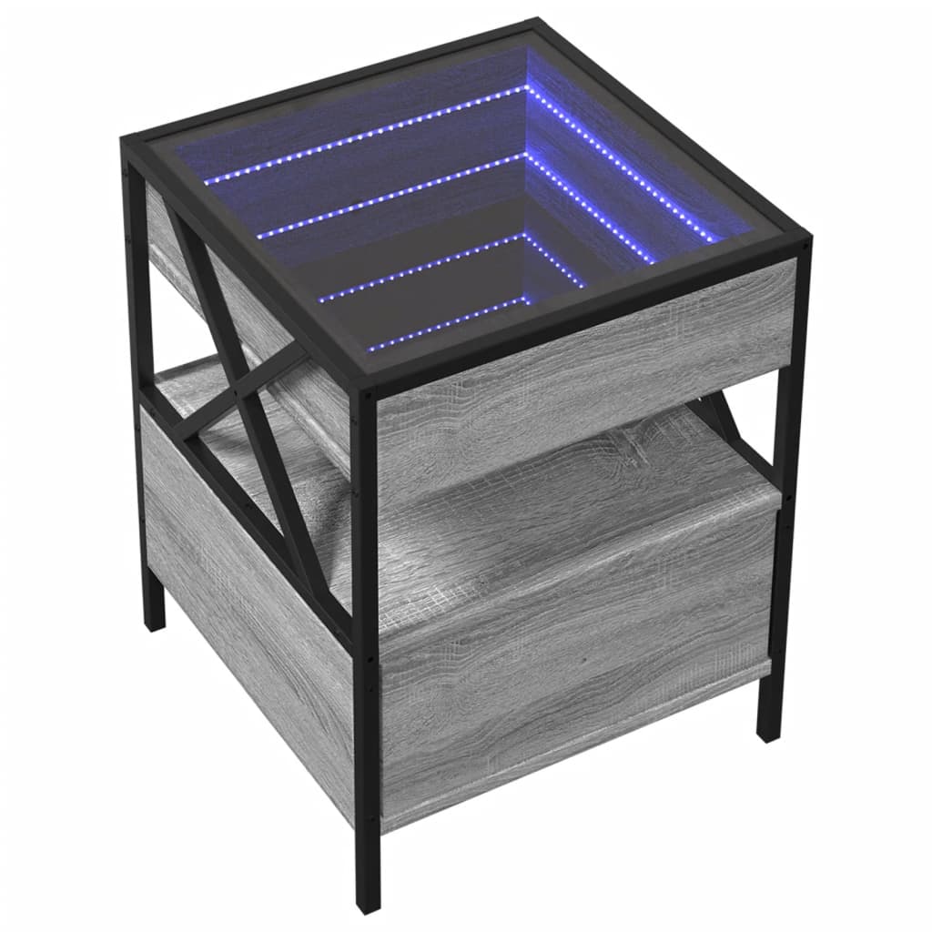 Măsuță de cafea cu LED infinity, gri sonoma, 40x40x51 cm