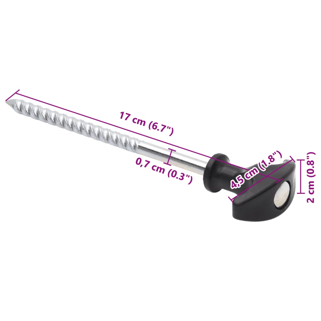 Țăruși de cort, 12 buc., 17 cm, Ø7 mm, oțel galvanizat