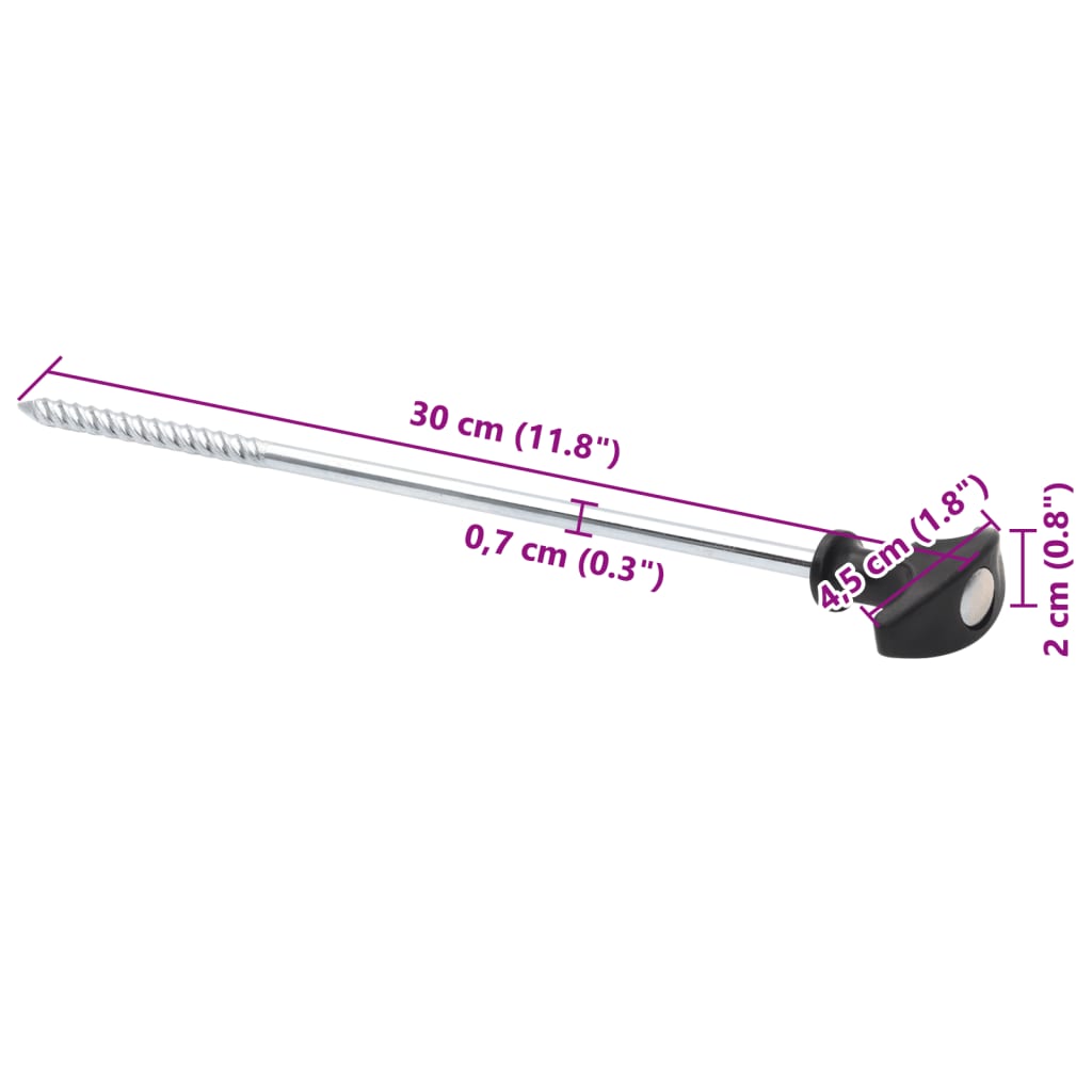 Țăruși de cort, 24 buc., 30 cm, Ø7 mm, oțel galvanizat