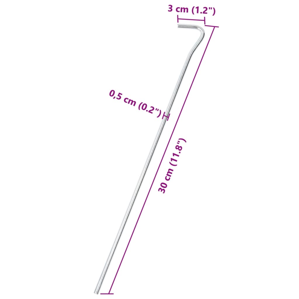 Țăruși de cort, 50 buc., 30 cm, Ø5 mm, oțel galvanizat