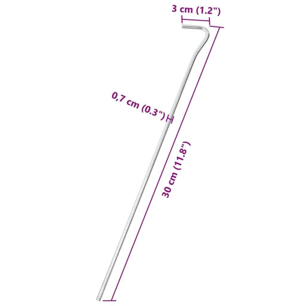 Țăruși de cort, 25 buc., 30 cm, Ø7 mm, oțel galvanizat