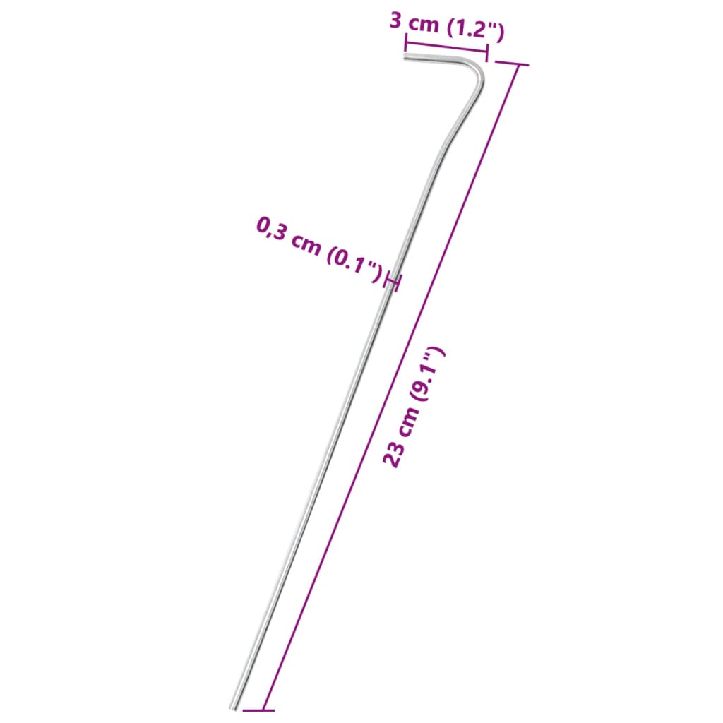 Țăruși de cort, 50 buc., 23 cm, Ø3 mm, oțel galvanizat