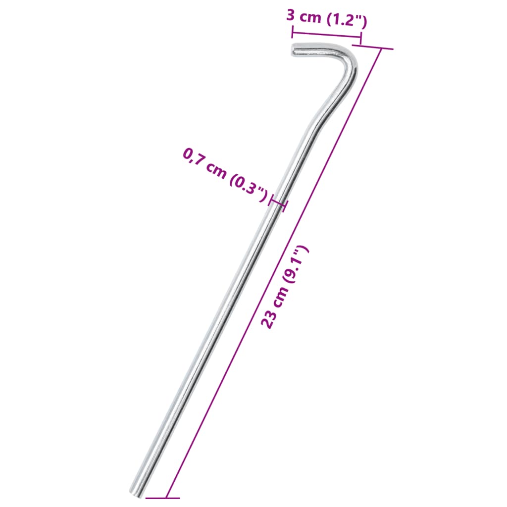 Țăruși de cort, 25 buc., 23 cm, Ø7mm, oțel galvanizat