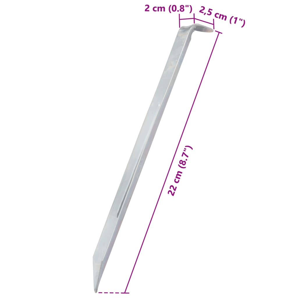 Țăruși de cort, 24 buc., 22 cm, Ø7 mm, oțel galvanizat