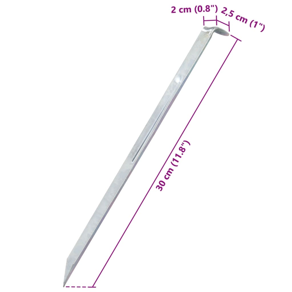 Țăruși de cort, 24 buc., 30 cm, Ø20 mm, oțel galvanizat