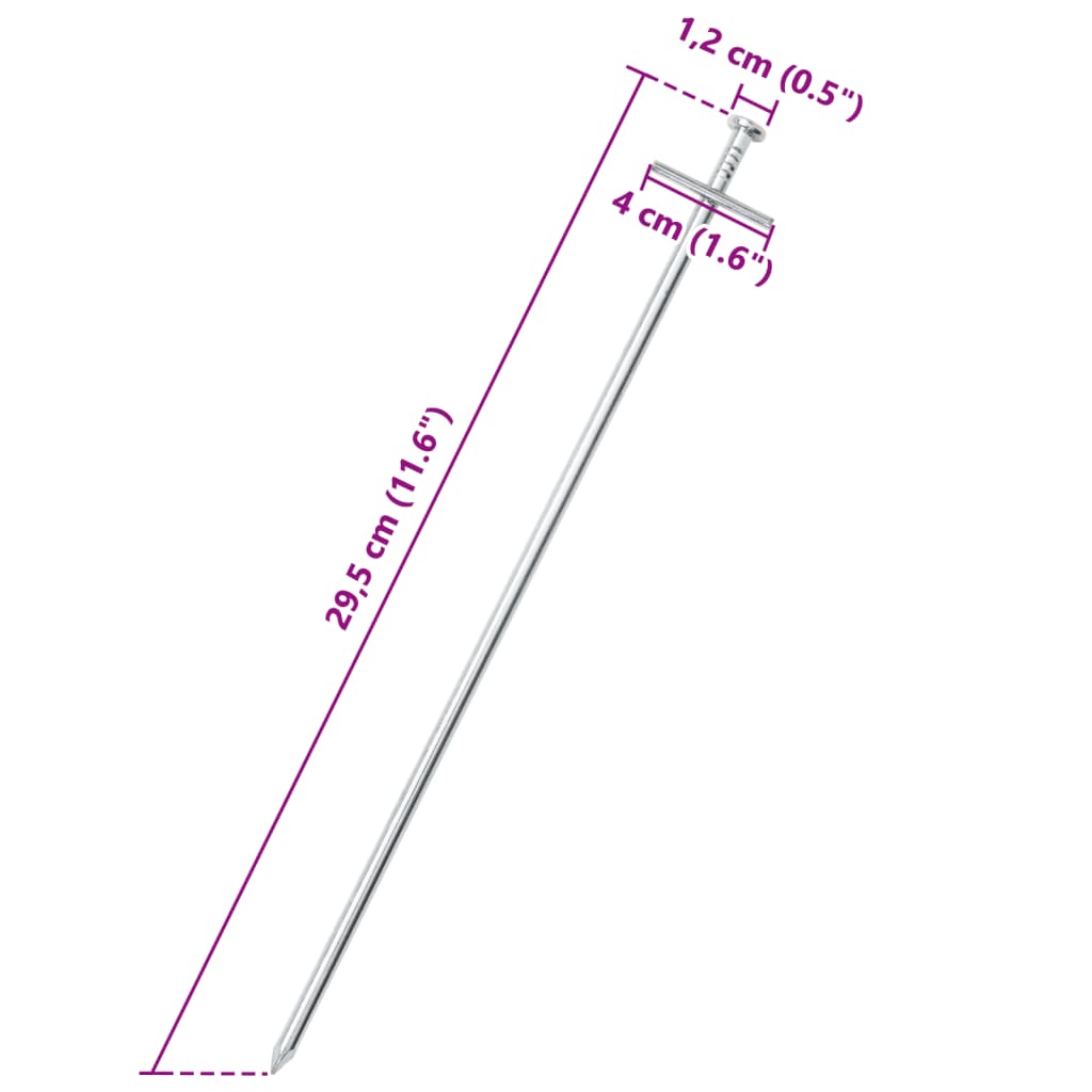 Țăruși de cort, 24 buc., 29,5 cm, Ø6 mm, oțel galvanizat