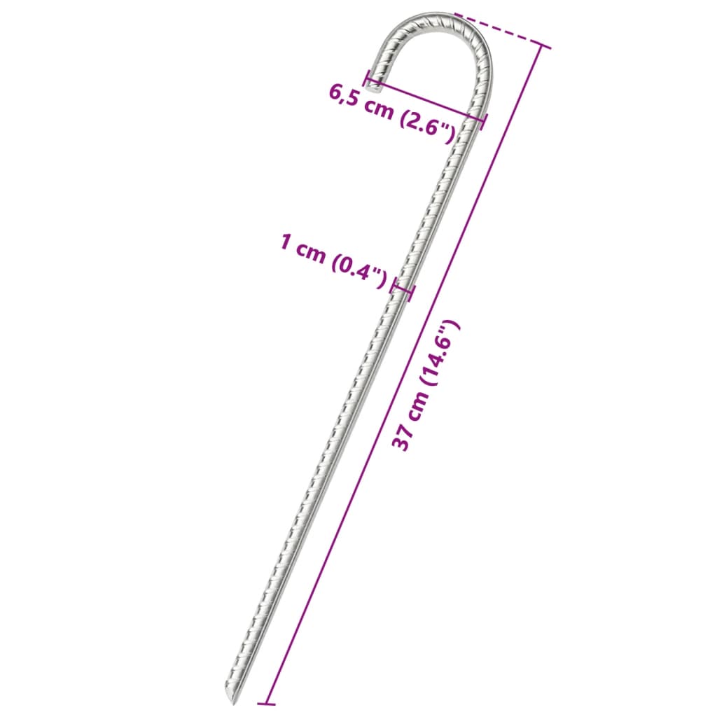 Țăruși de cort, 12 buc., 37 cm, Ø10 mm, oțel galvanizat