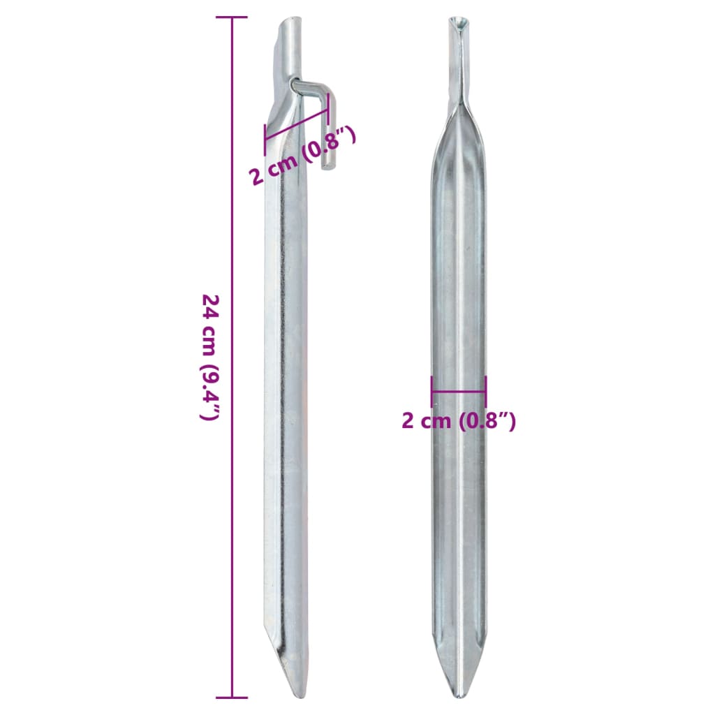 Țăruși de cort 24 buc., formă V, 24 cm, Ø20 mm, oțel galvanizat