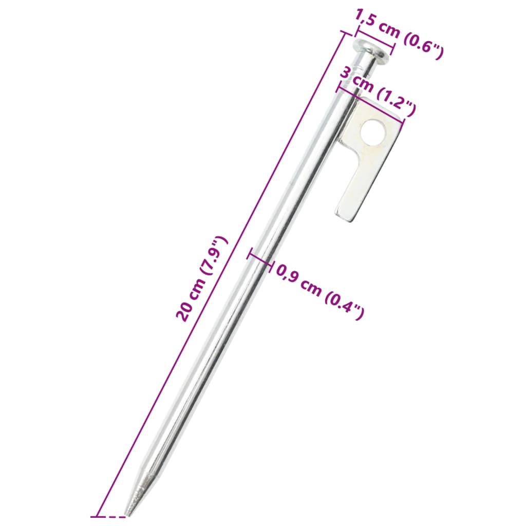 Țăruși de cort, 24 buc., 20 cm, 9 mm, oțel galvanizat