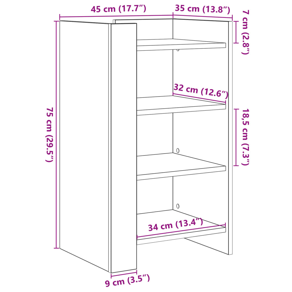 Dulap, alb, 45x35x75 cm, lemn prelucrat