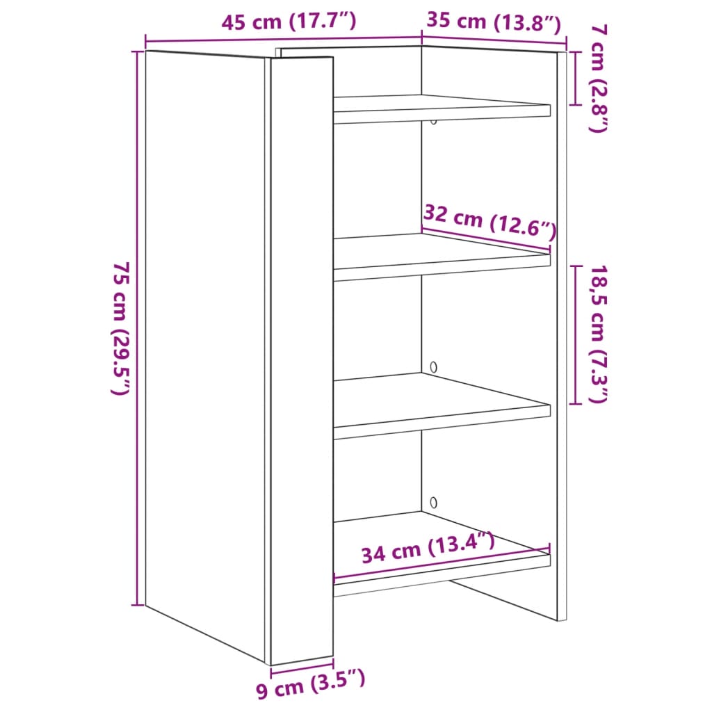 Dulap, stejar sonoma, 45x35x75 cm, lemn prelucrat