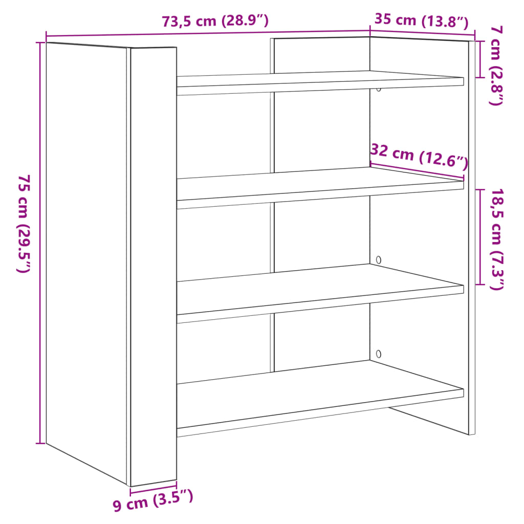 Dulap, alb, 73,5x35x75 cm, lemn prelucrat