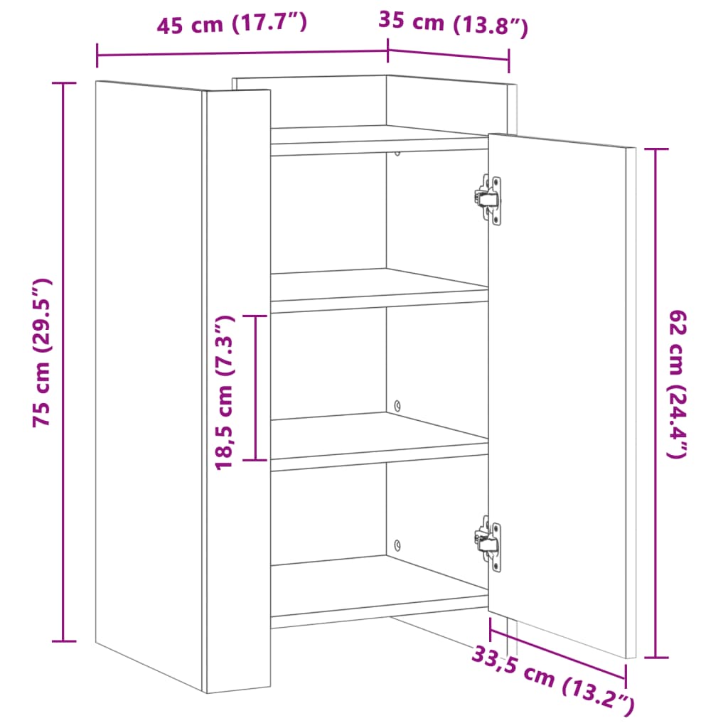 Dulap, alb, 45x35x75 cm, lemn prelucrat