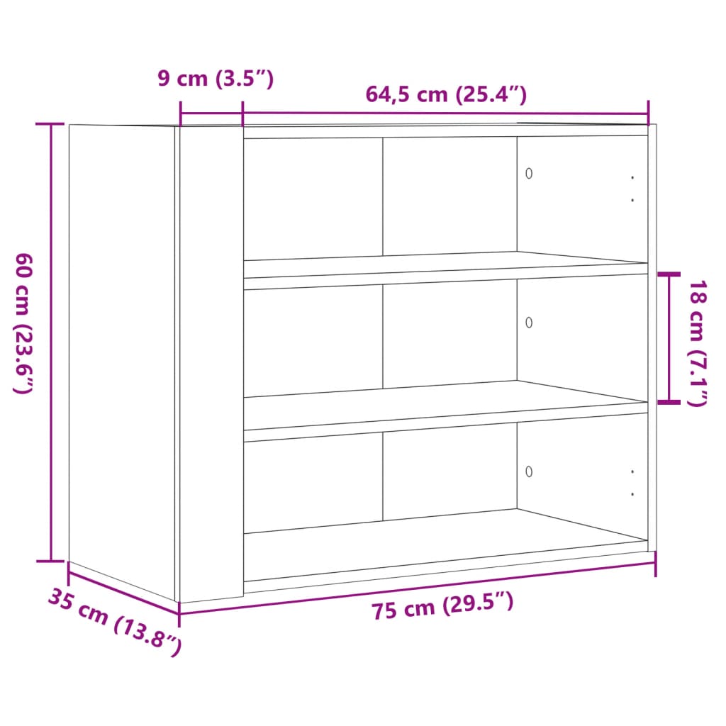 Dulap de perete, alb, 75x35x60 cm, lemn prelucrat