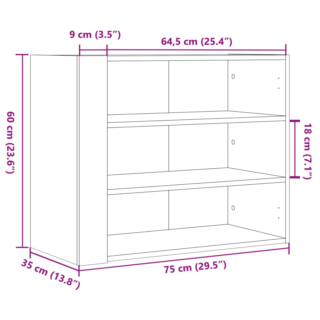 Dulap de perete, gri sonoma, 75x35x60 cm, lemn compozit