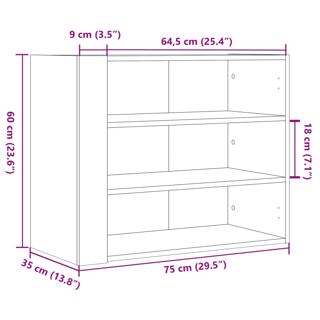 Dulap de perete, stejar maro, 75x35x60 cm, lemn compozit