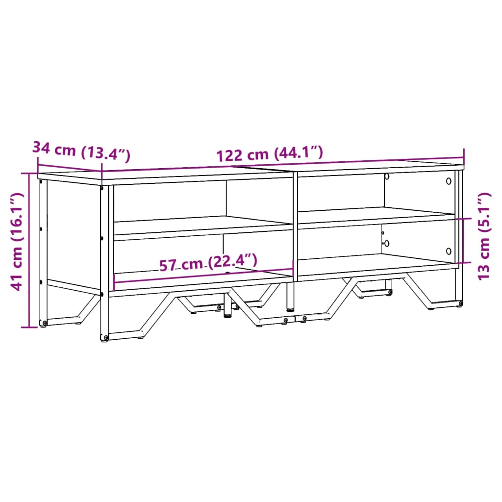 Dulap TV, negru, 122x34x41 cm, lemn prelucrat