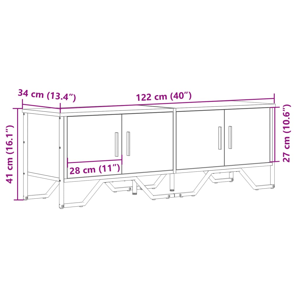 Dulap TV, stejar sonoma, 122x34x41 cm, lemn prelucrat