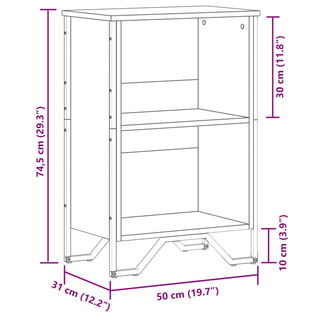 Bibliotecă, stejar sonoma, 50x31x74,5 cm, lemn prelucrat