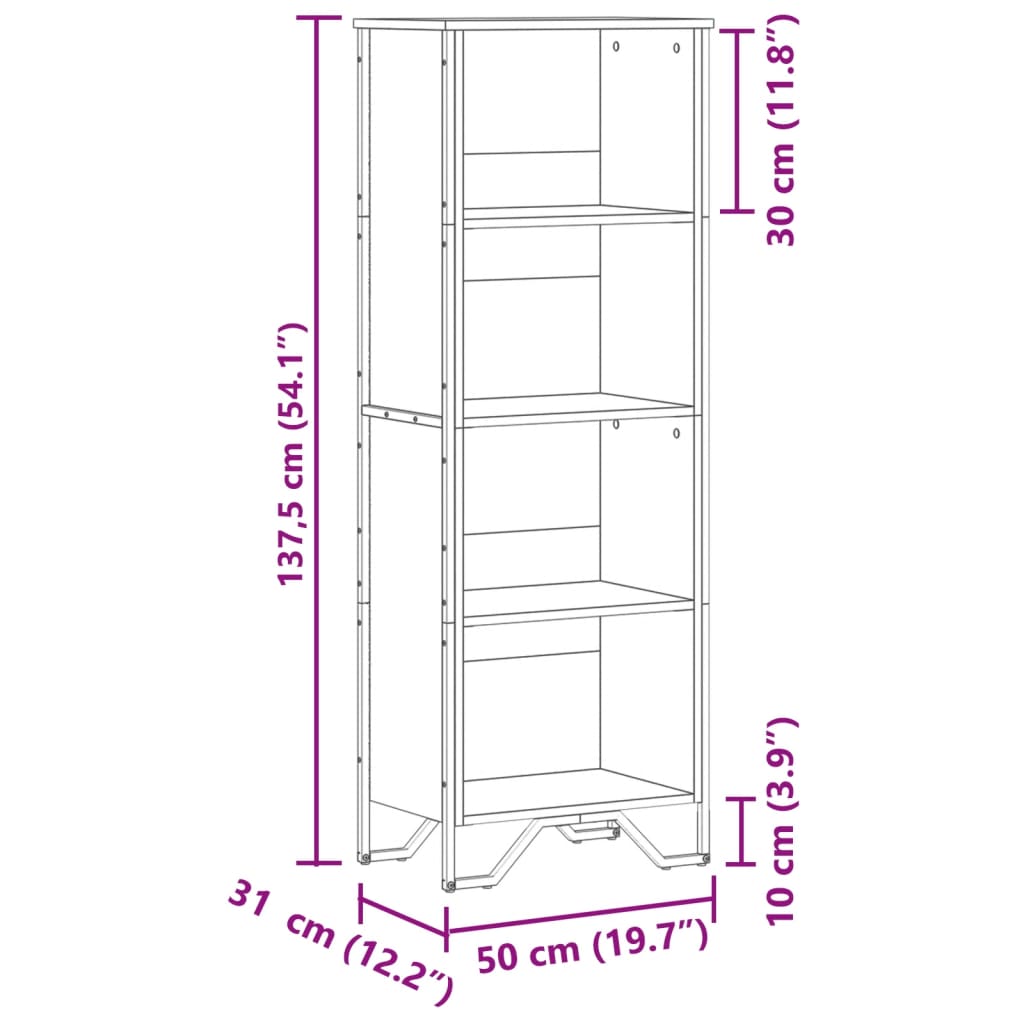 Bibliotecă, stejar sonoma, 50x31x137,5 cm, lemn prelucrat