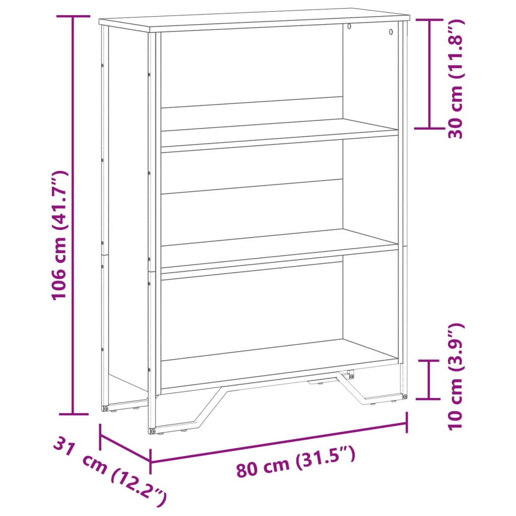 Bibliotecă, stejar fumuriu, 80x31x106 cm, lemn prelucrat