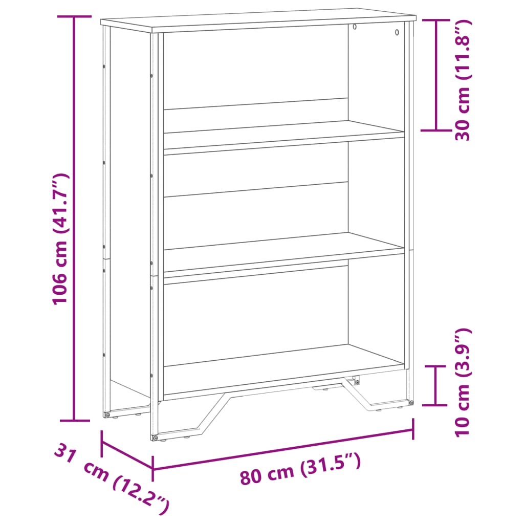 Bibliotecă, gri sonoma, 80x31x106 cm, lemn prelucrat