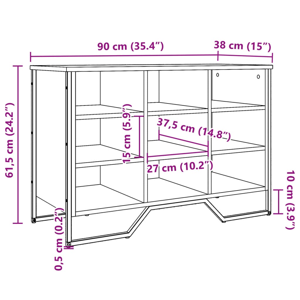 Pantofar, stejar fumuriu, 90x38x61,5 cm, lemn prelucrat