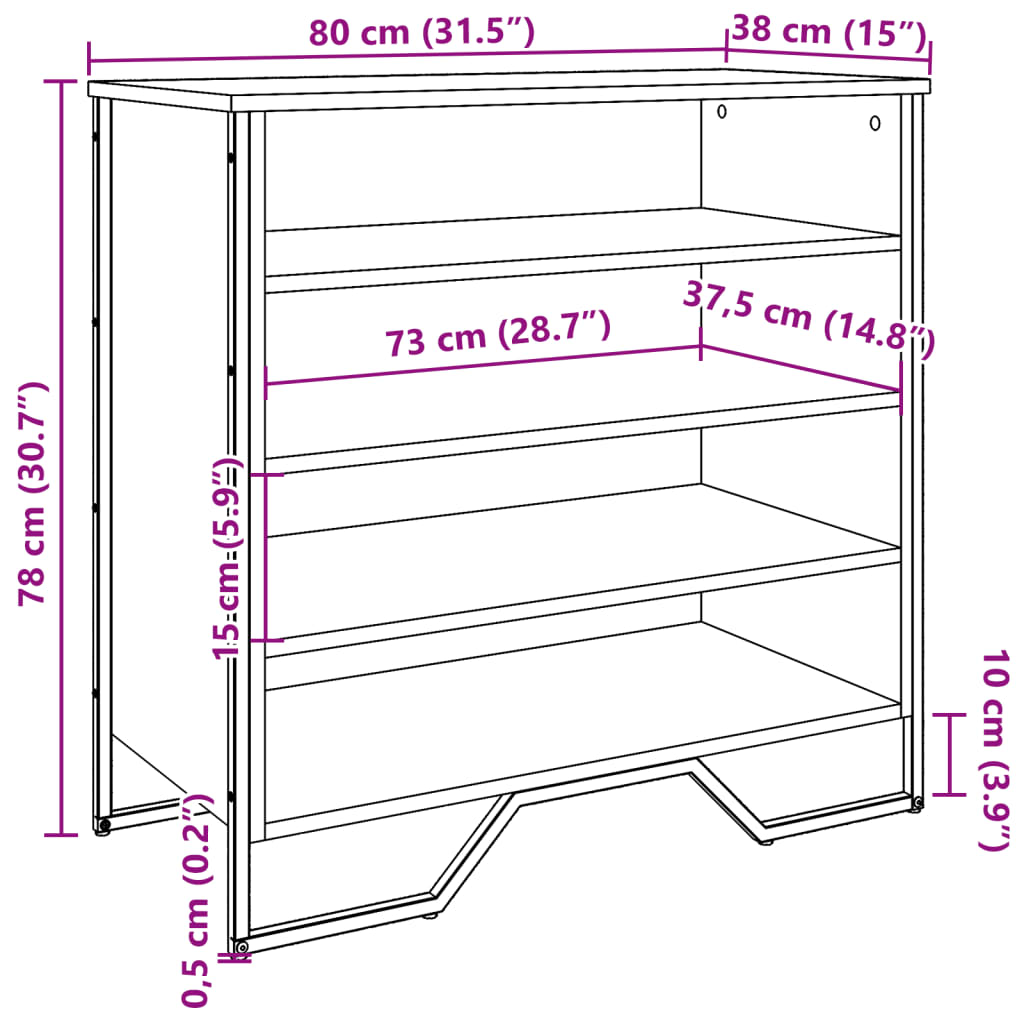 Pantofar, stejar sonoma, 80x38x78 cm, lemn prelucrat