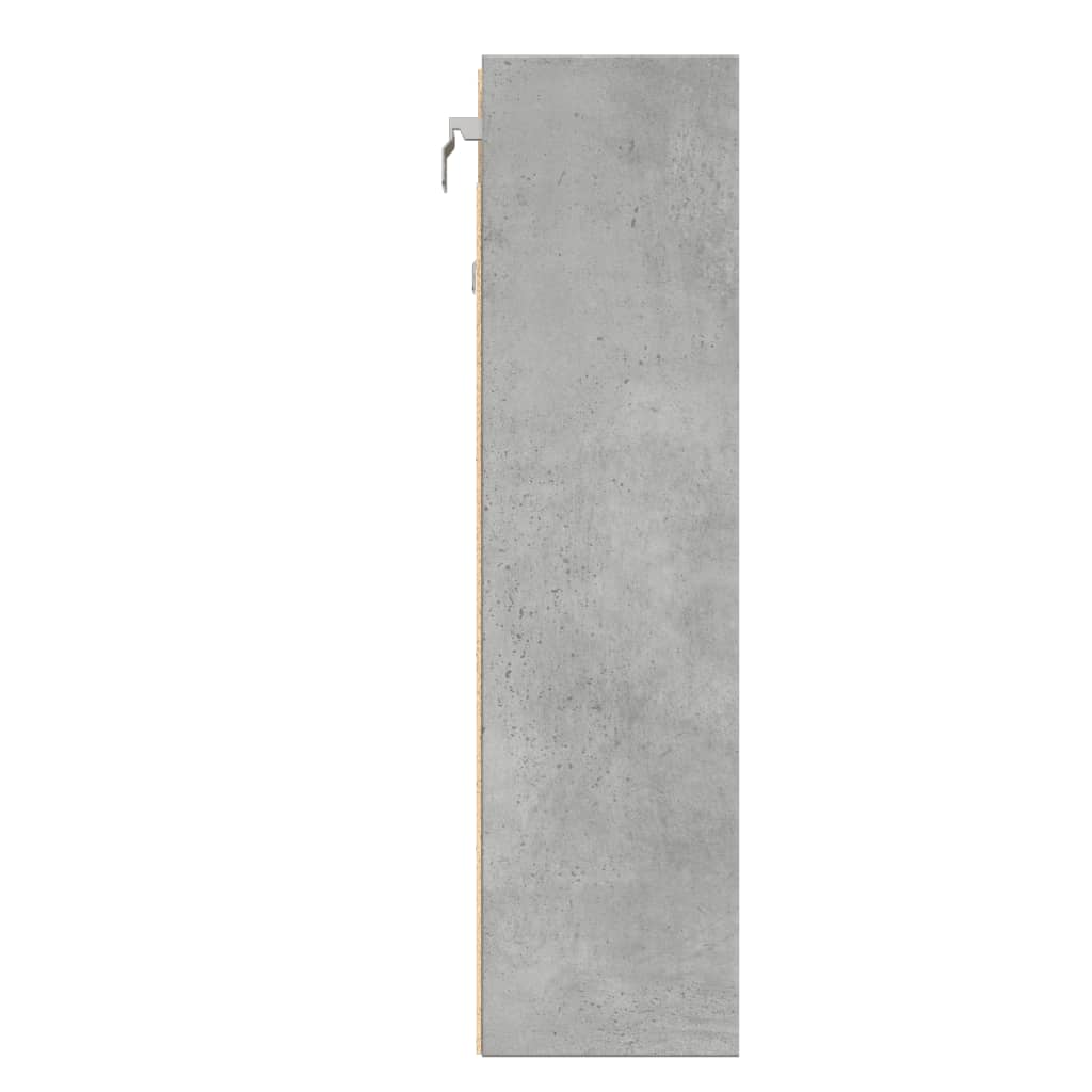 Dulap cu vitrină, gri beton, 100x15x58 cm, lemn prelucrat