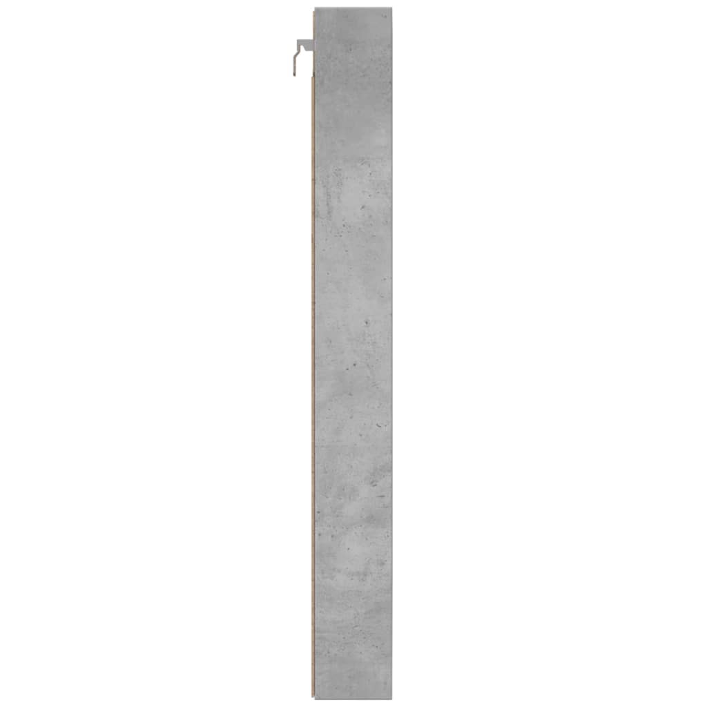 Dulap cu vitrină, gri beton, 100x8,5x75 cm, lemn prelucrat