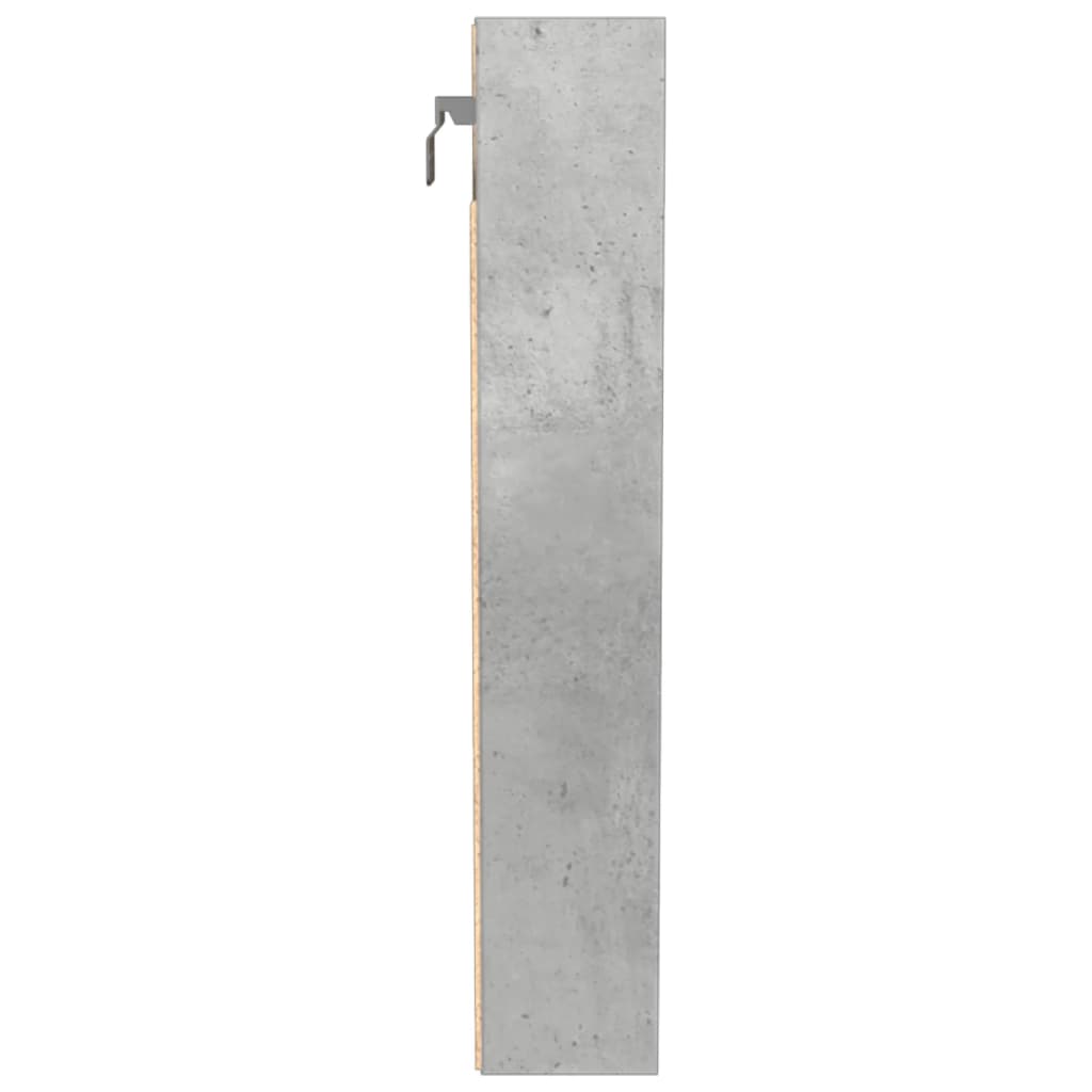 Dulap cu vitrină, gri beton, 100x8,5x50 cm, lemn prelucrat