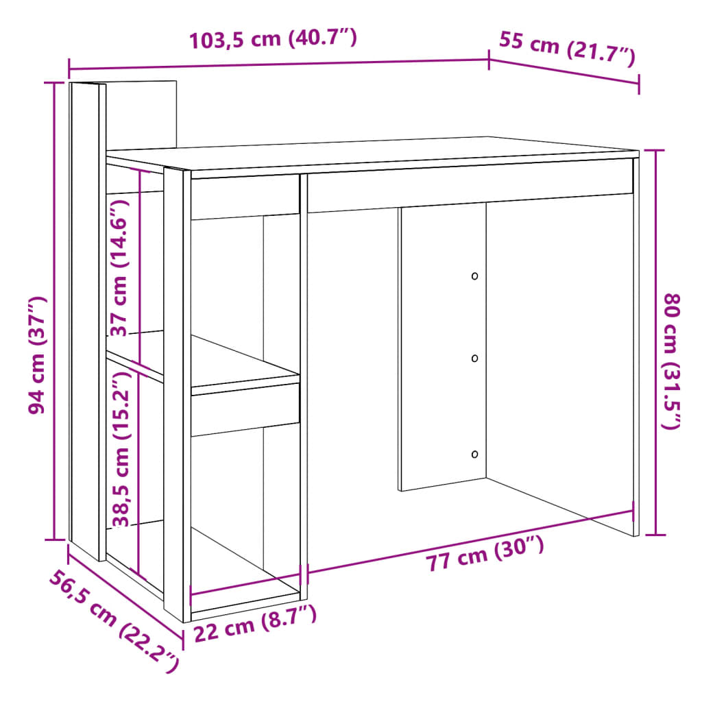 Birou, alb, 103,5x56,5x94 cm, lemn prelucrat