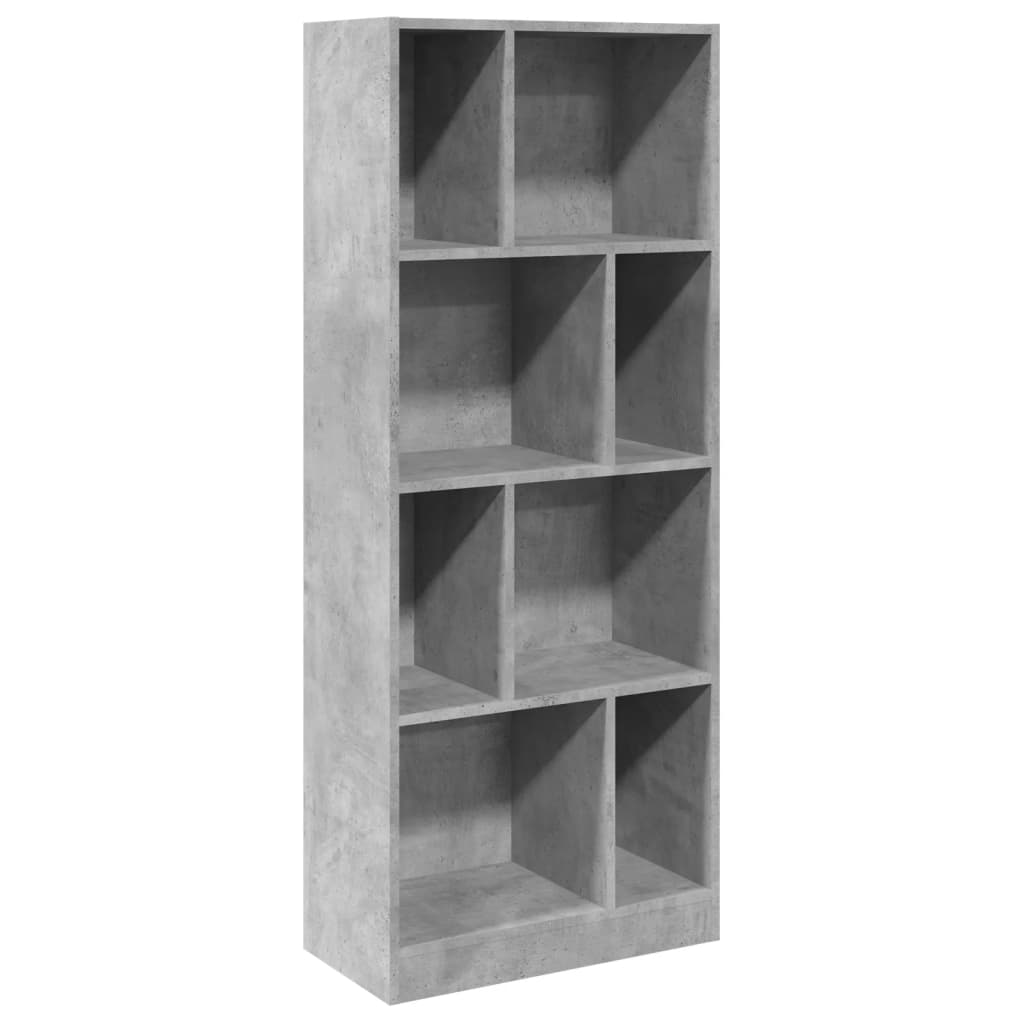 Bibliotecă, gri beton, 57x28,5x141 cm, lemn prelucrat