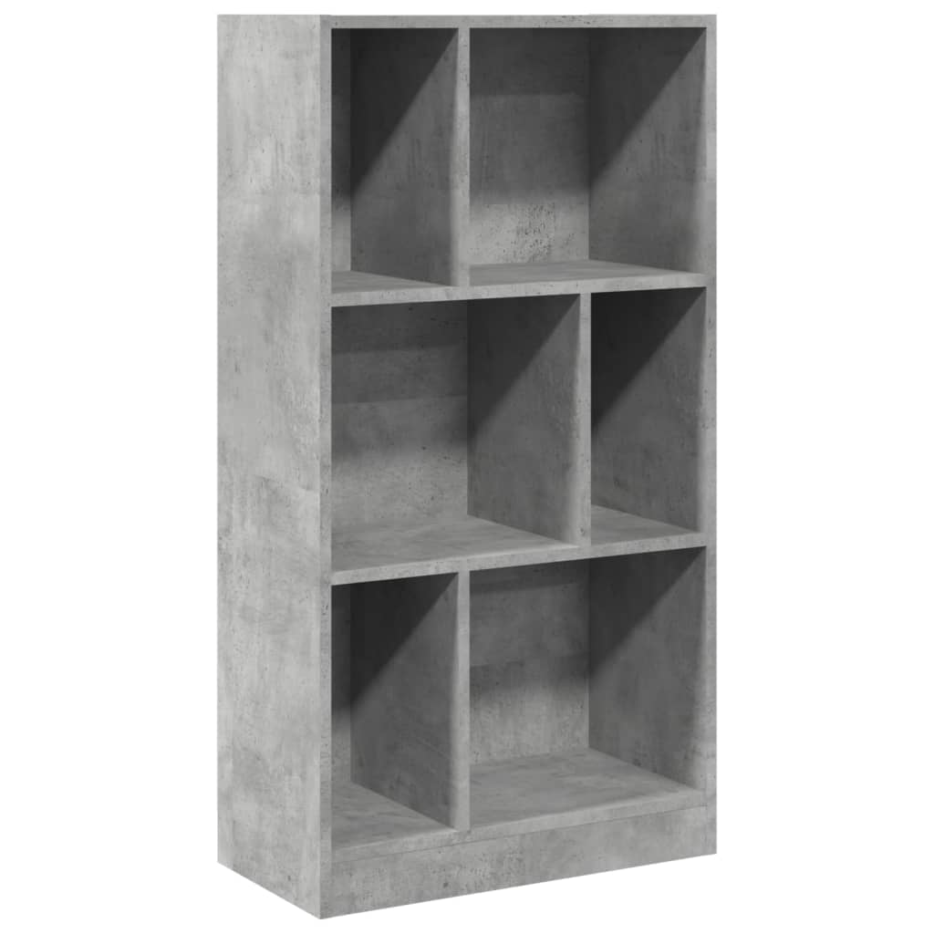 Bibliotecă, gri beton, 57x28,5x107,5 cm, lemn prelucrat