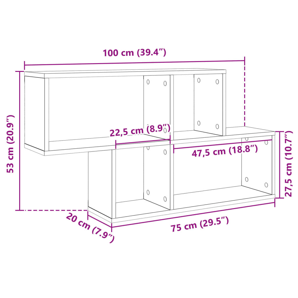 Raft de perete, stejar sonoma, 100x20x53 cm, lemn prelucrat